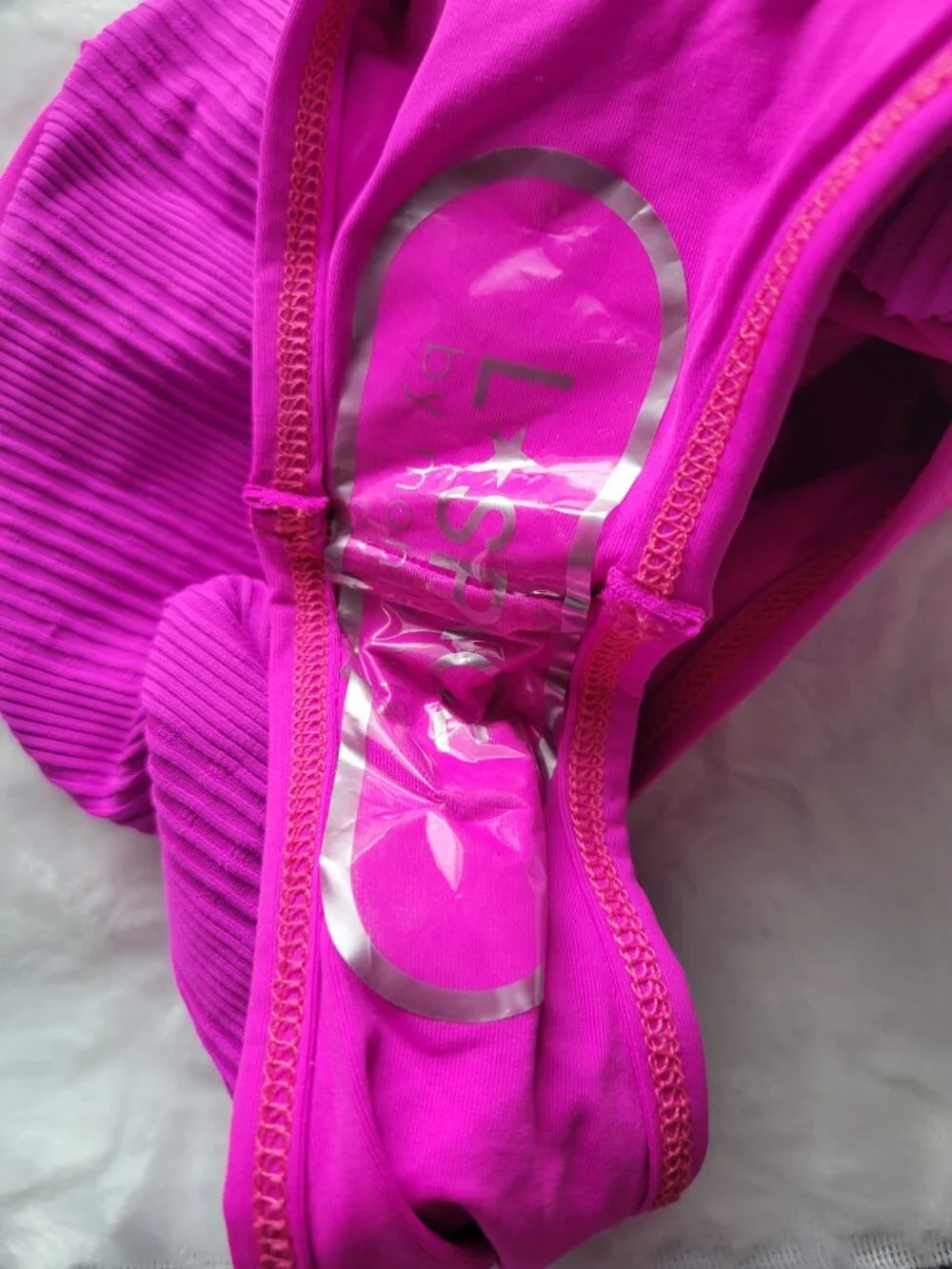 L*Space Pink Bikini Bottom Women's Large Frenchi Ribbed Bitsy Swimwear NWT
